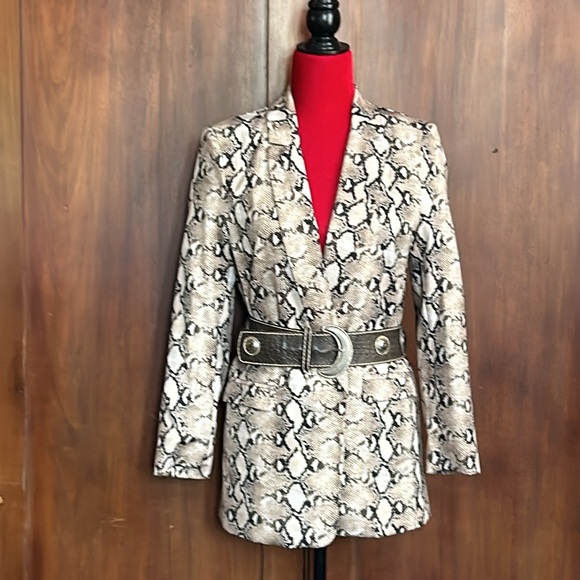 Snake Print Silky Blazer M - Picture 2 of 8